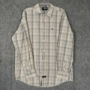 Y2K Southpole Button Down Shirt Mens XL Plaid Long Sleeve White Streetwear Y2K